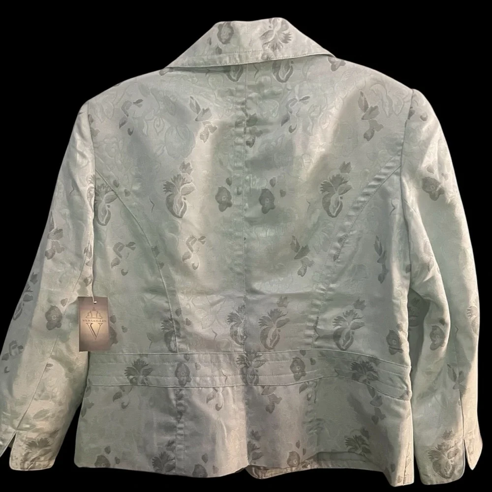 NWT Versavilles Light Blue Floral Patterned Women's Blazer Coat - Picture 4 of 8